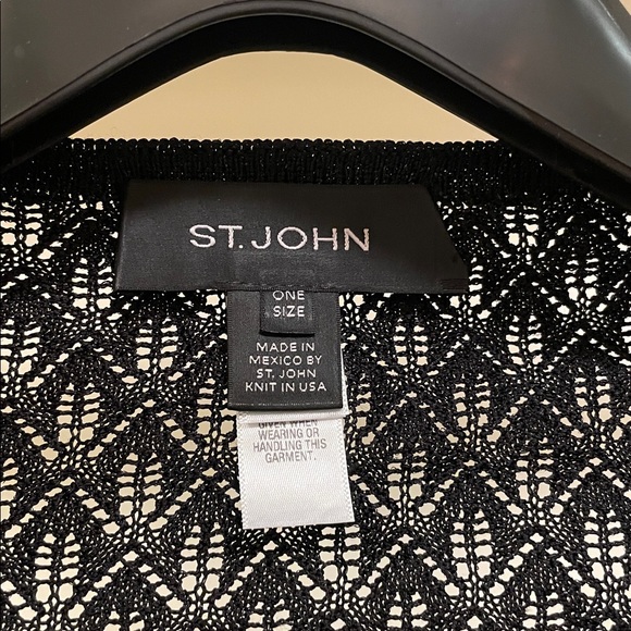 St. John Black Lace Knit Shaw - Picture 2 of 7